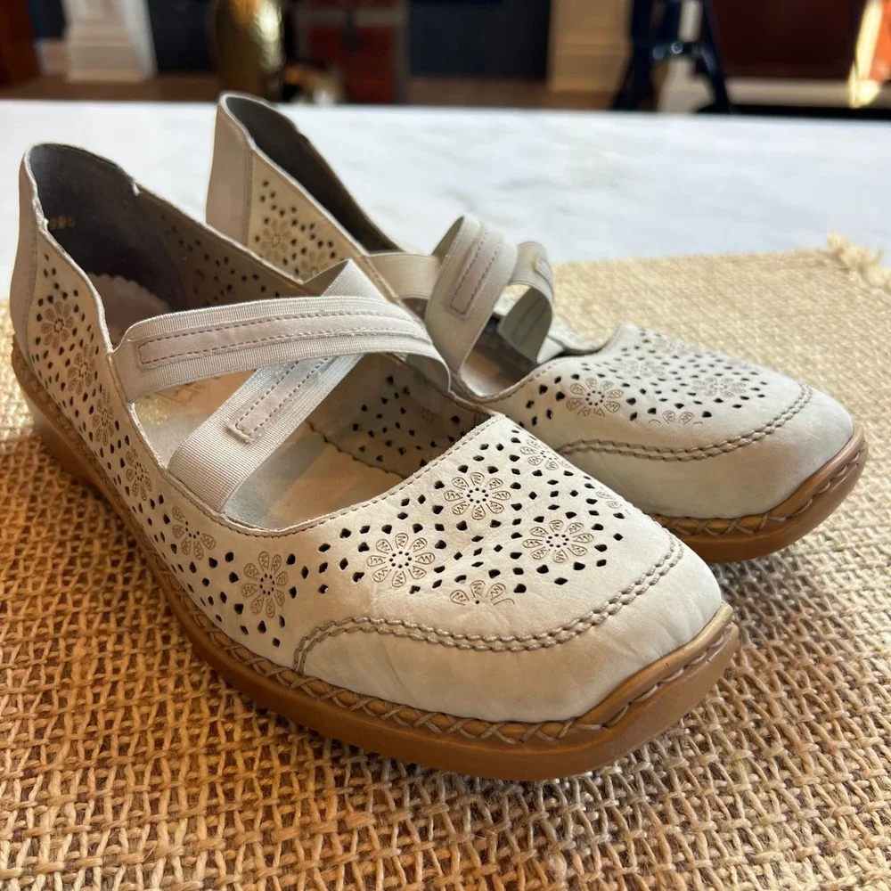 Rieker Antistress Floral Cutout Mary‎ Jane Comfort Shoes - EU 42 - US 10.5